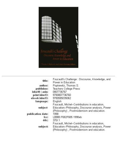 Foucault's challenge: discourse, knowledge, and power in education