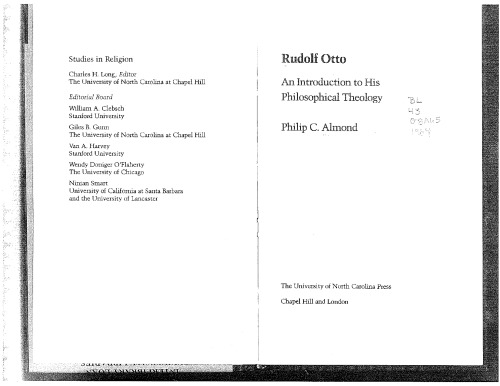 Rudolf Otto: An Introduction to His Philosophical Theology