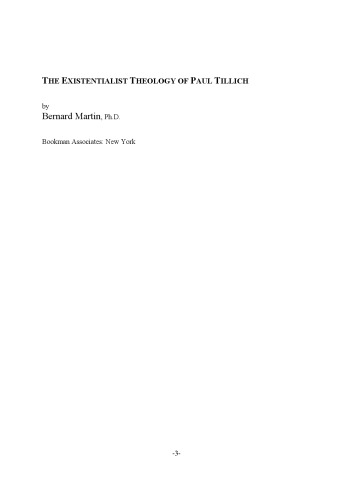 Existentialist Theology of Paul Tillich