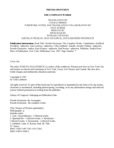 Pseudo-Dionysius. The Complete Works
