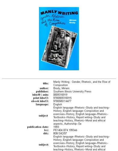 Manly Writing: Gender, Rhetoric and the Rise of Composition