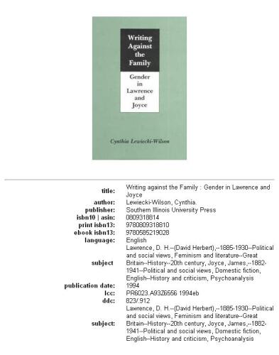 Writing Against the Family: Gender in Lawrence and Joyce