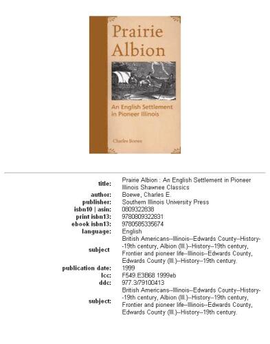 Prairie Albion: an English settlement in pioneer Illinois