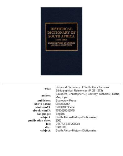 Historical Dictionary of South Africa