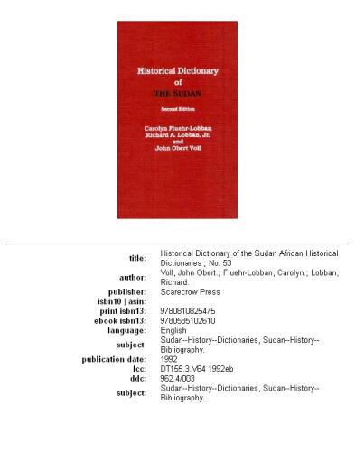 Historical dictionary of the Sudan