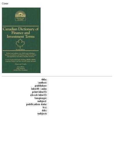 Canadian dictionary of finance and investment terms