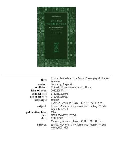 Ethica Thomistica: The Moral Philosophy of Thomas Aquinas