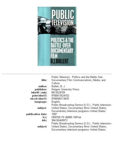 Public Television: Politics and the Battle over Documentary Film (Communications, Media and Culture Series)