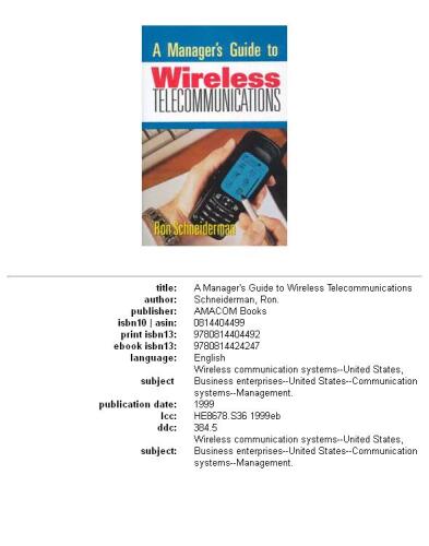A Manager's Guide to Wireless Telecommunications