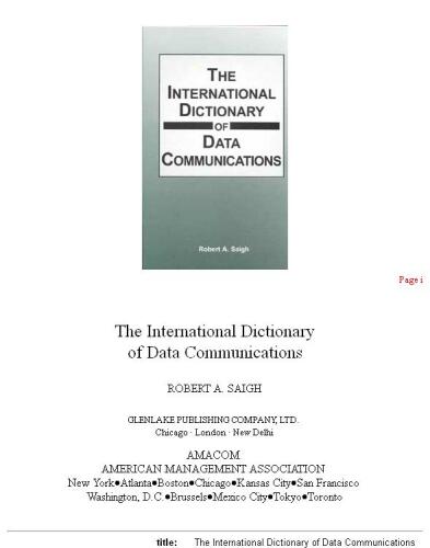 The international dictionary of data communications
