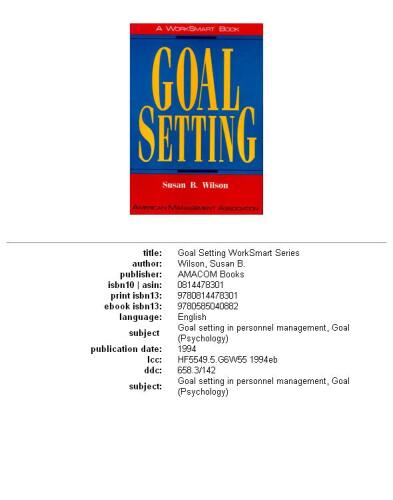 Goal Setting (Worksmart Series)
