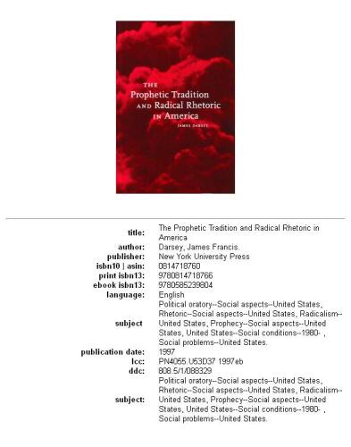 The Prophetic Tradition and Radical Rhetoric in America