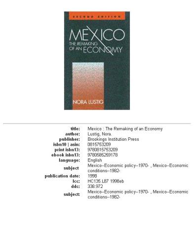 Mexico: The Remaking of an Economy