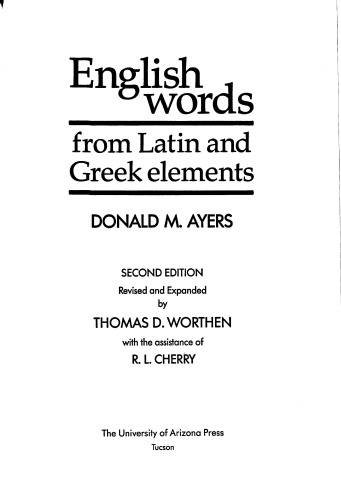 English Words from Latin and Greek Elements
