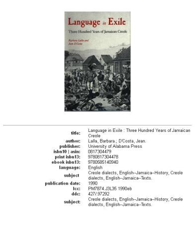 Language in exile: three hundred years of Jamaican Creole