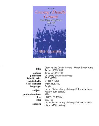 Crossing the deadly ground: United States Army tactics, 1865-1899