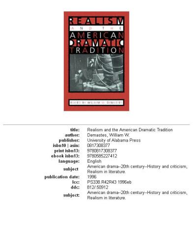 Realism and the American Dramatic Tradition