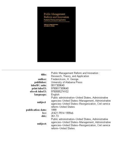 Public management reform and innovation: research, theory, and application