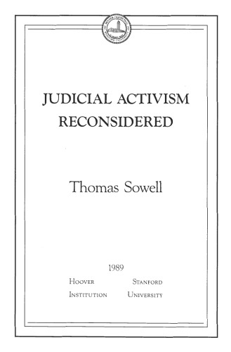 Judicial Activism Reconsidered (Essays in public policy)