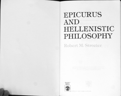 Epicurus and Hellenistic Philosophy