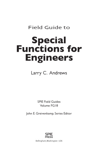 Field Guide to Special Functions for Engineers