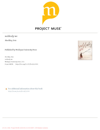 suddenly we (Wesleyan Poetry Series)