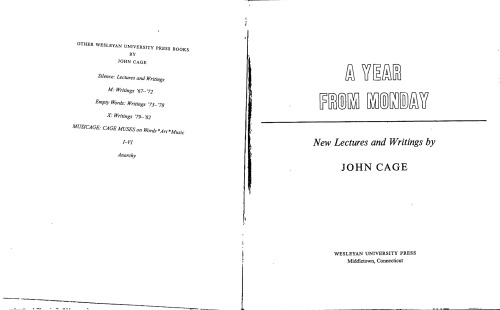 A Year from Monday: New Lectures and Writings
