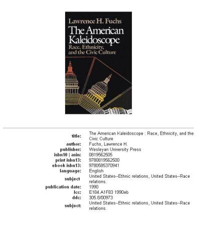 The American kaleidoscope: race, ethnicity, and the civic culture