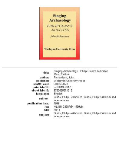 Singing archaeology: Philip Glass's Akhnaten