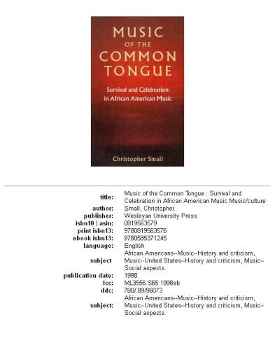 Music of the common tongue: survival and celebration in African American music
