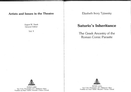 Saturio's Inheritance: The Greek Ancestry of the Roman Comic Parasite