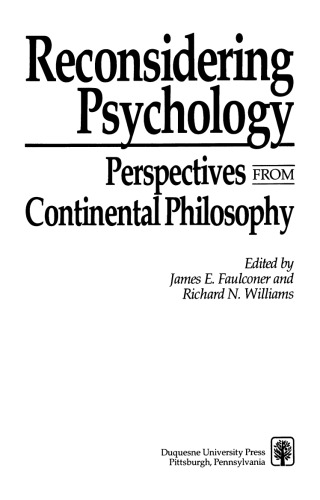 Reconsidering Psychology: Perspectives from Continental Philosophy