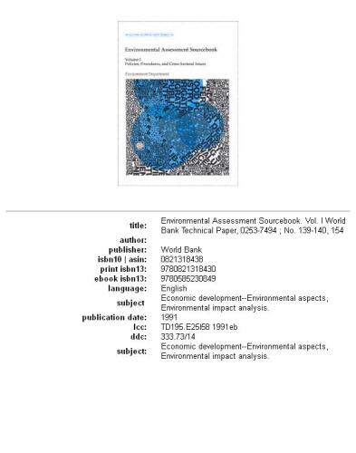 Environmental assessment sourcebook, Volume 1
