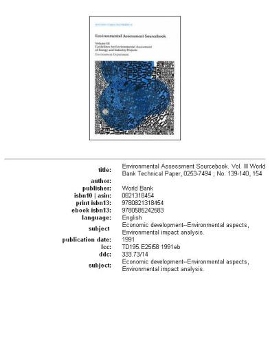 Environmental assessment sourcebook, Volume 3