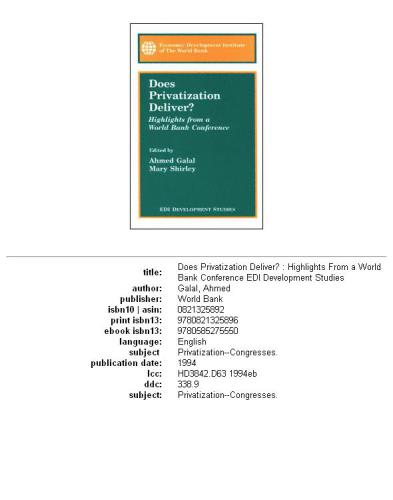 Does privatization deliver?: highlights from a World Bank conference, Page 93