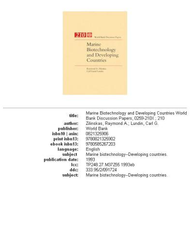 Marine biotechnology and developing countries