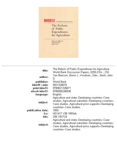 The reform of public expenditures for agriculture, Parts 63-216