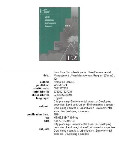 Land use considerations in urban environmental management