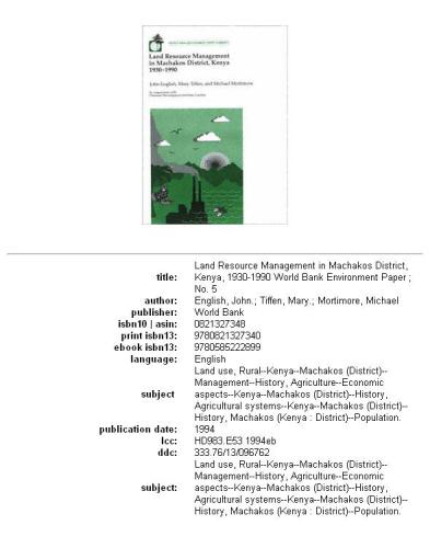 Land resource management in Machakos District, Kenya, 1930-1990