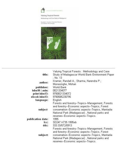 Valuing tropical forests: methodology and case study of Madagascar