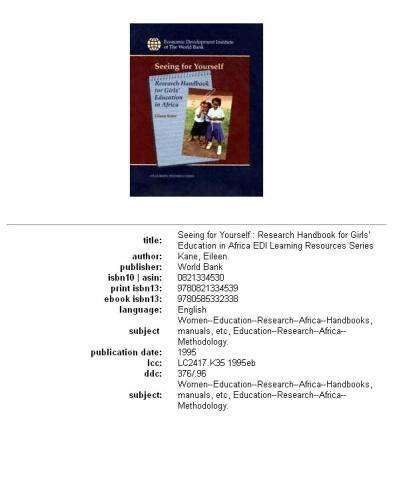 Seeing for yourself: research handbook for girls' education in Africa