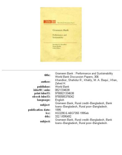 Grameen Bank: performance and sustainability, Parts 63-306