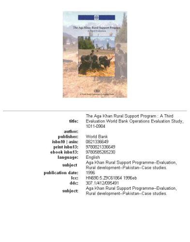 The Aga Khan Rural Support Program: a third evaluation
