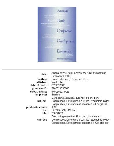 Annual World Bank Conference on Development Economics 1996
