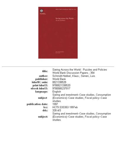 Saving across the world: puzzles and policies, Parts 63-354