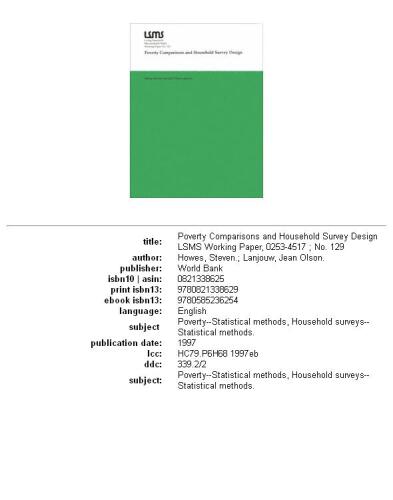 Poverty comparisons and household survey design