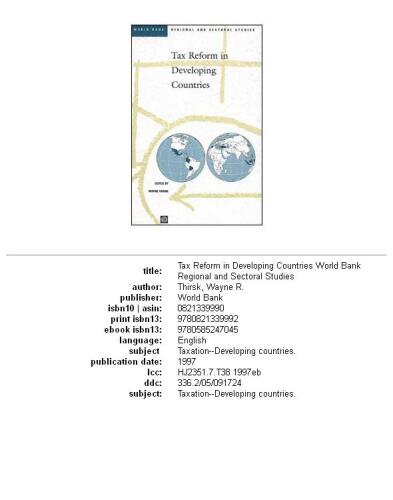 Tax reform in developing countries, Volume 235