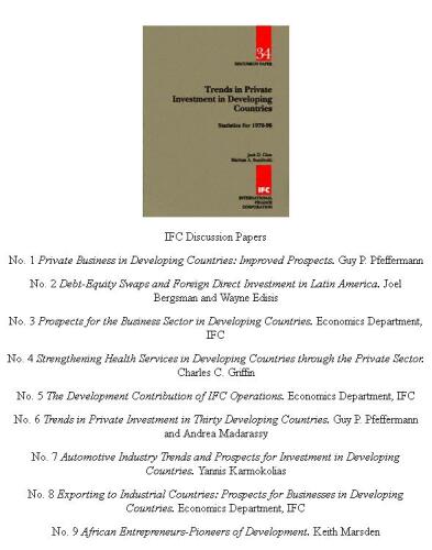 Trends in Private Investment in Developing Countries: Statistics for 1970-96