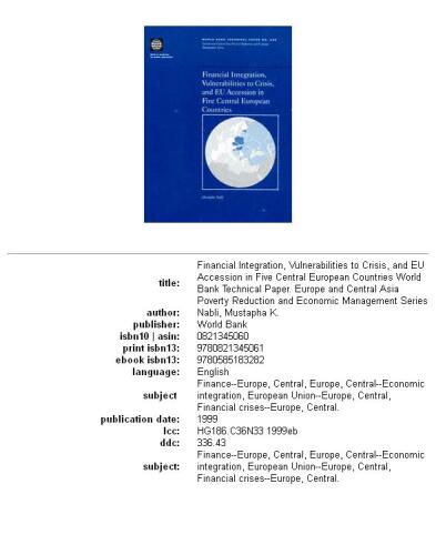 Financial integration, vulnerabilities to crisis, and EU accession in five central European countries, Volumes 23-439