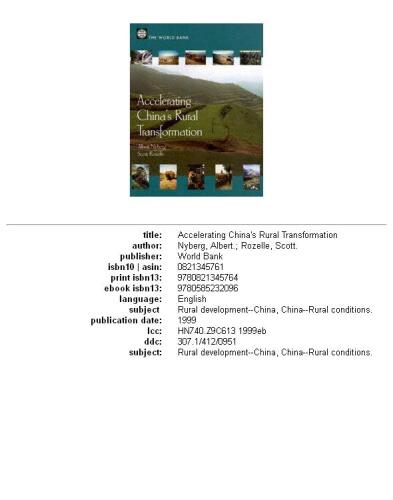 Accelerating China's rural transformation